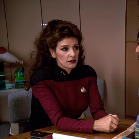 98028-3894948259-woman in red tng uniform, s3tng red, woman sitting at desk, wooden desk ready room.png